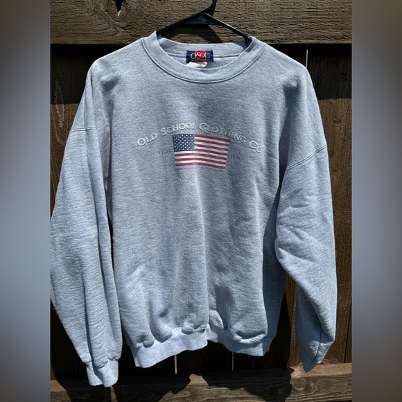 Old School Other - Vintage American Flag Gray Men's Sweater